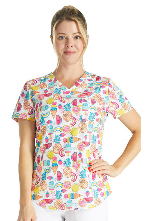 Picture of CK664 - V-Neck Tuckable Print Top