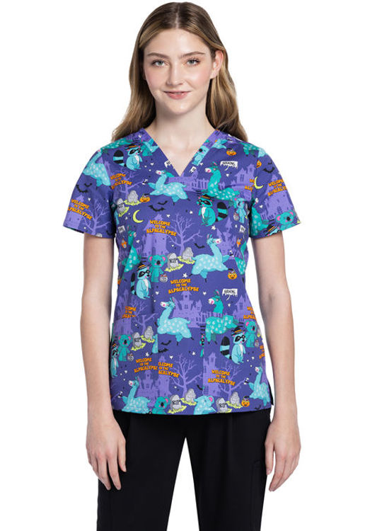 Picture of CK651 - V-Neck Print Top