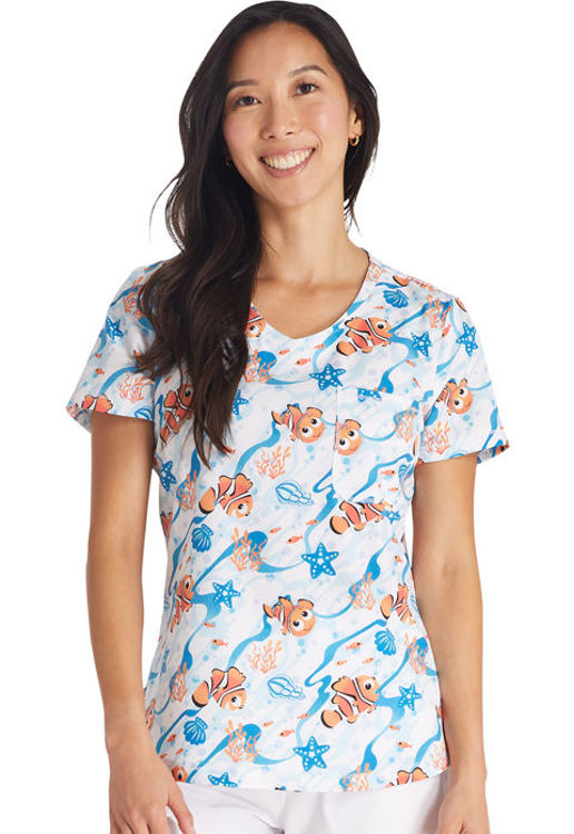 Picture of TF786 - Rounded Print V-Neck Top