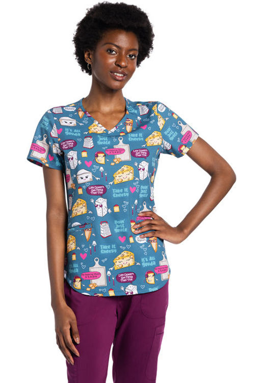 Picture of CK637 - V-Neck Print Top