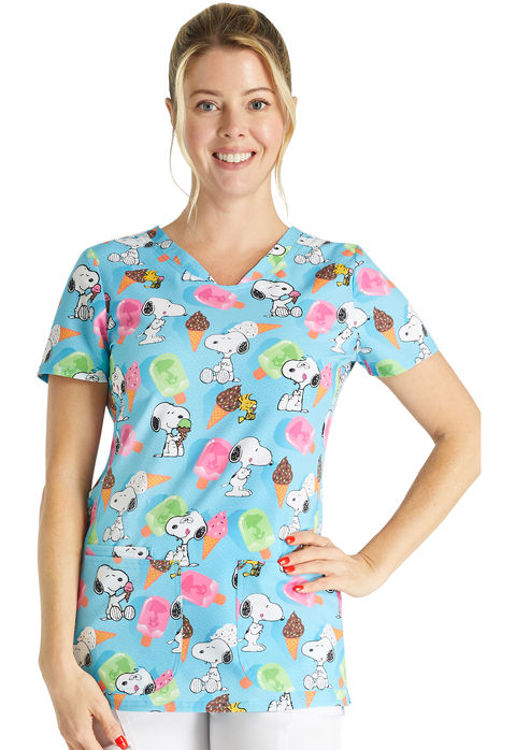 Picture of TF772 - Shaped V-Neck Print Top