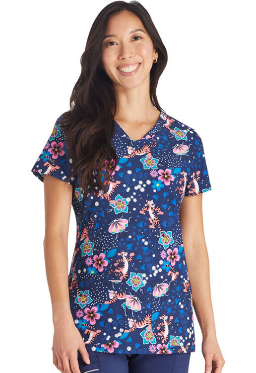 Picture of TF772 - Shaped V-Neck Print Top