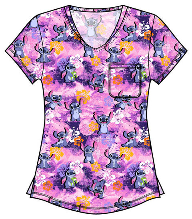 Picture of TF786 - Rounded Print V-Neck Top