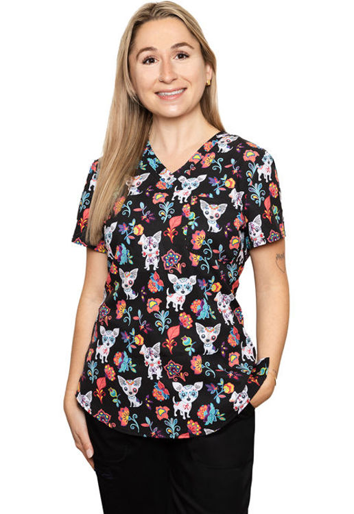 Picture of CK664 - V-Neck Tuckable Print Top