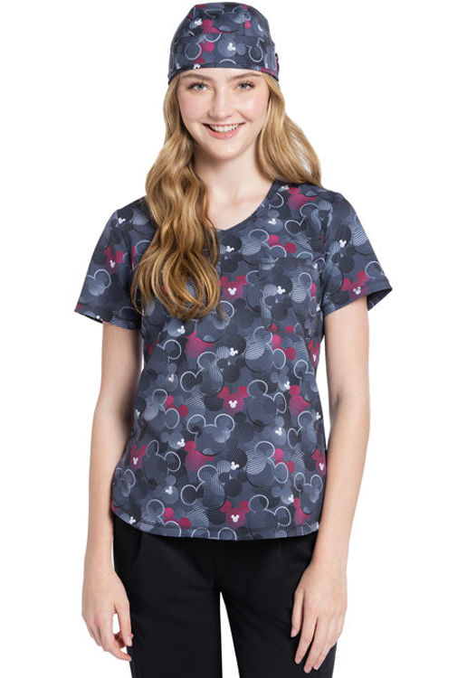 Picture of TF786 - Rounded Print V-Neck Top