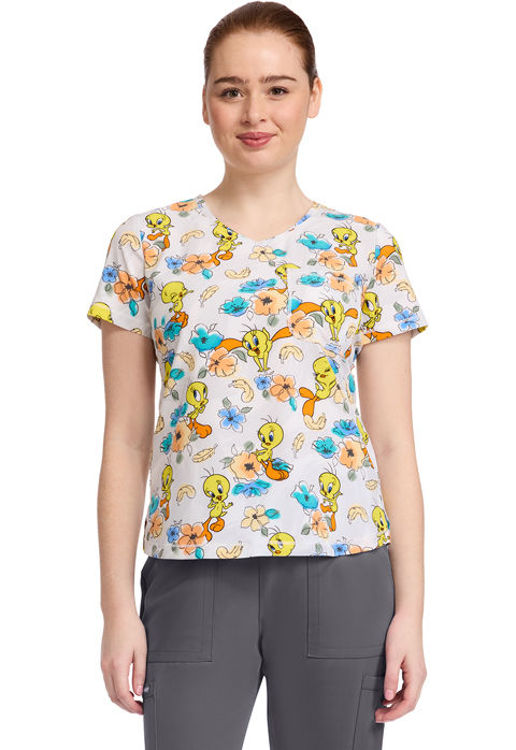 Picture of TF786 - Rounded Print V-Neck Top