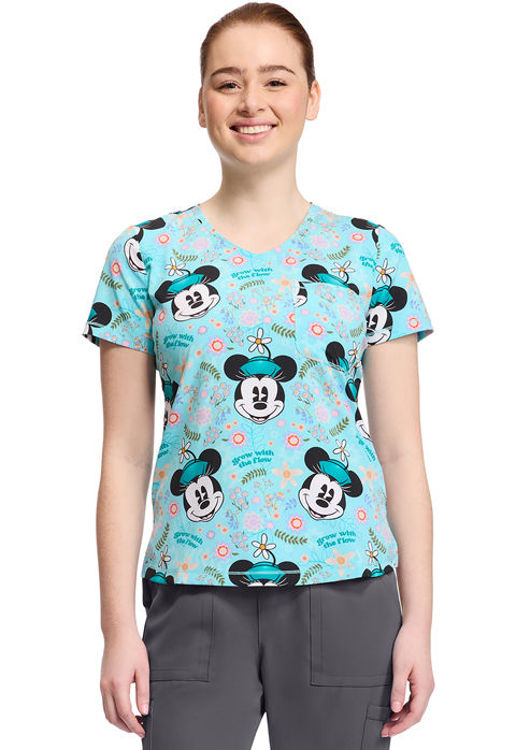 Picture of TF786 - Rounded Print V-Neck Top