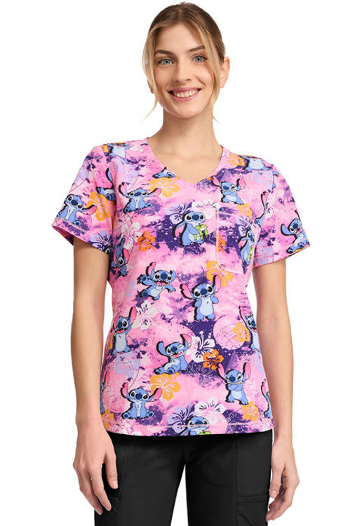 Picture of TF786 - Rounded Print V-Neck Top