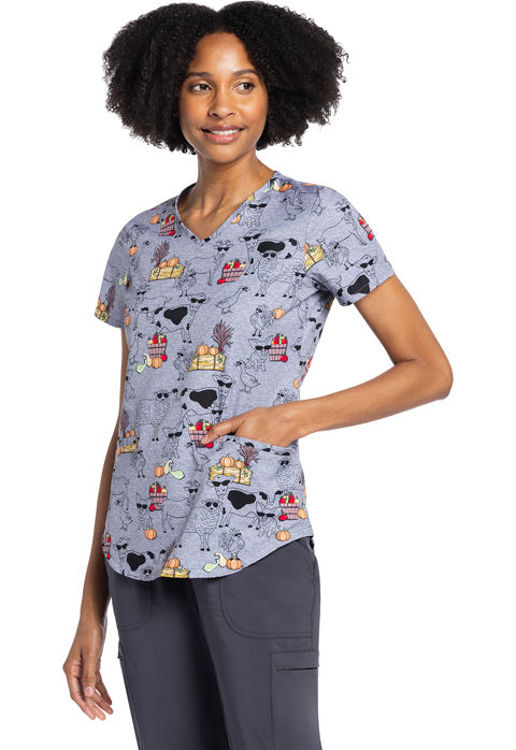 Picture of CK637 - V-Neck Print Top